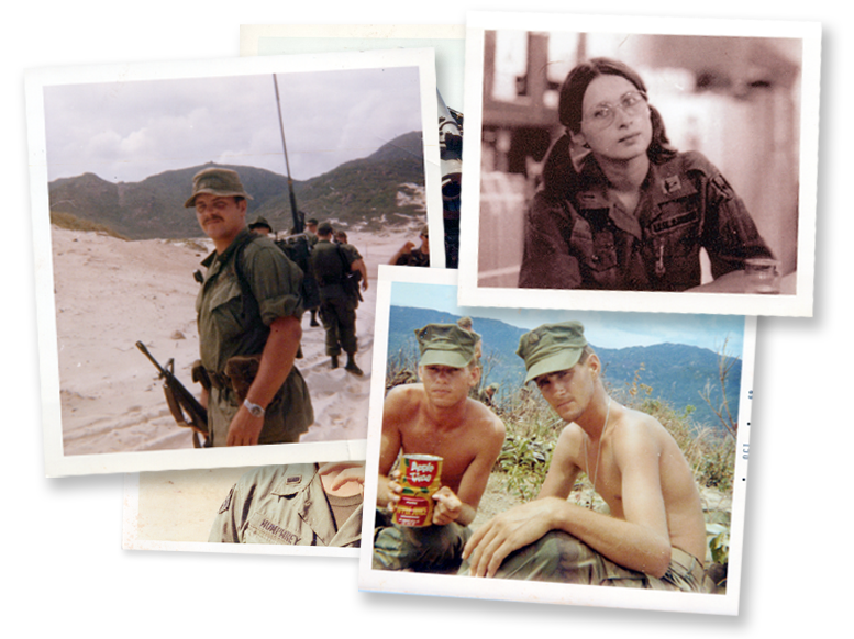Collage of archival photographs of Delaware County veterans who served in Vietnam